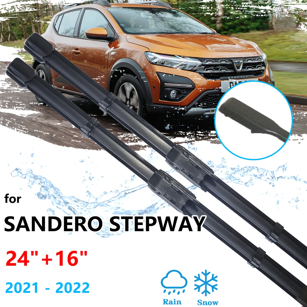 

2x For Dacia Sandero Stepway 2021 2022 Front Wiper Blades Cleaning Window Windshield Windscreen Brushes Washers Car Accessories