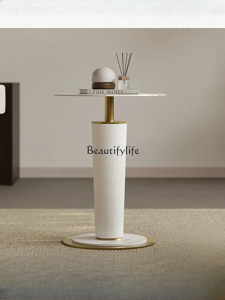 

1*Light luxury modern high-end rock slab sofa corner few living room small round table