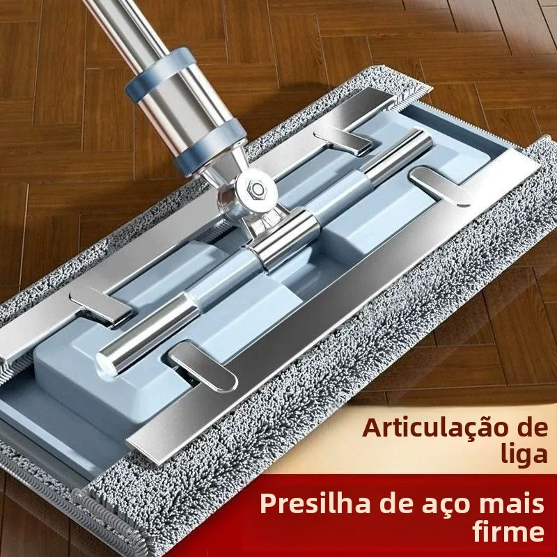 durable-flat-mop-with-cloth-clip-for-floor-and-wall-cleaning-exble-water-scrubbing-household-stainl-steel-handle