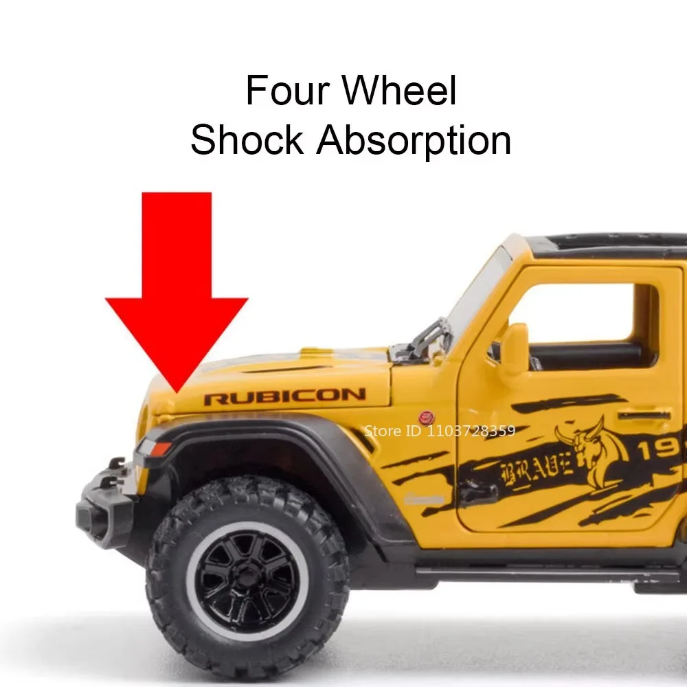 1:32 랭글러 루비콘 다이캐스트 오프로드 차량 합금 모델 장난감 자동차 문 열림 소리와 빛 풀백 경찰차 어린이 선물