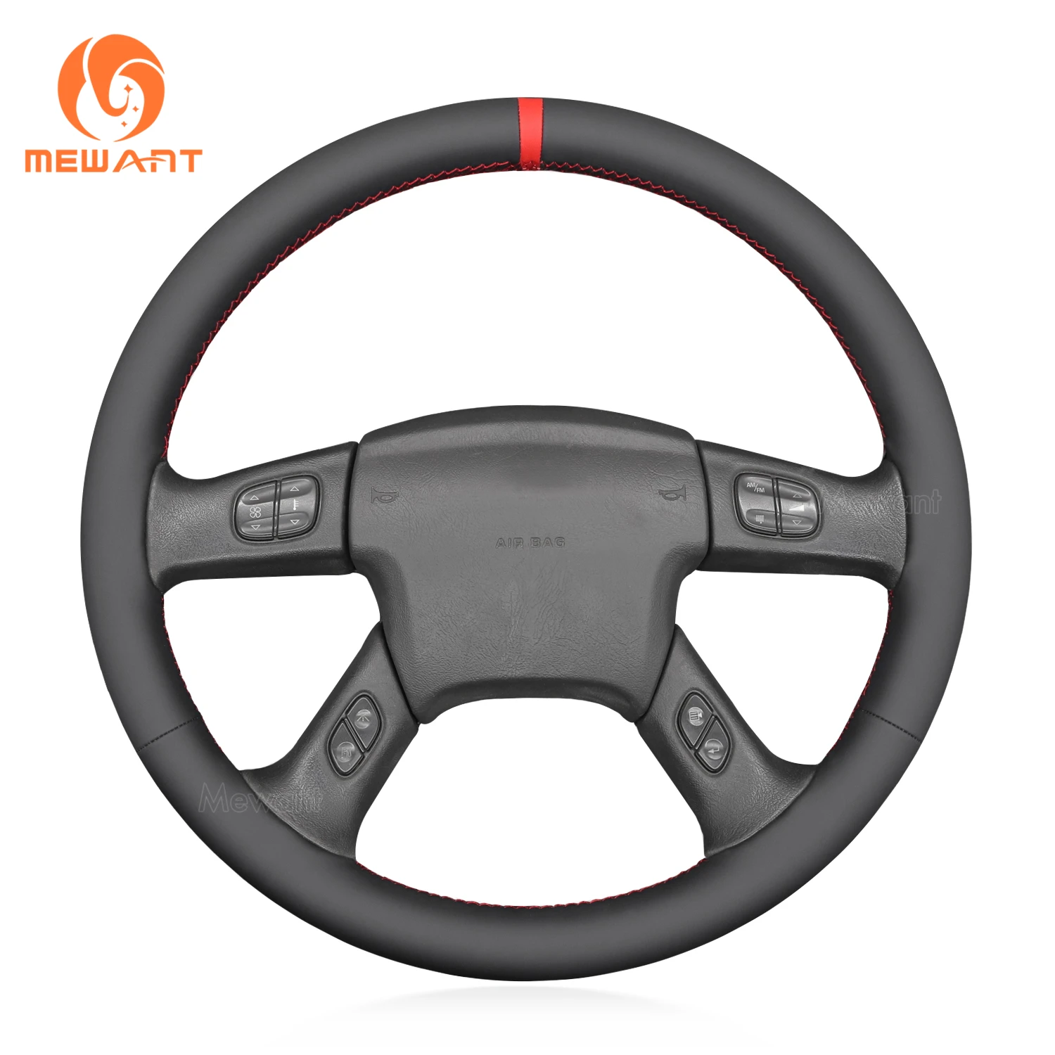 MEWANT Black Artificial Leather Car Steering Wheel Cover for Chevrolet Silverado 2003-2007