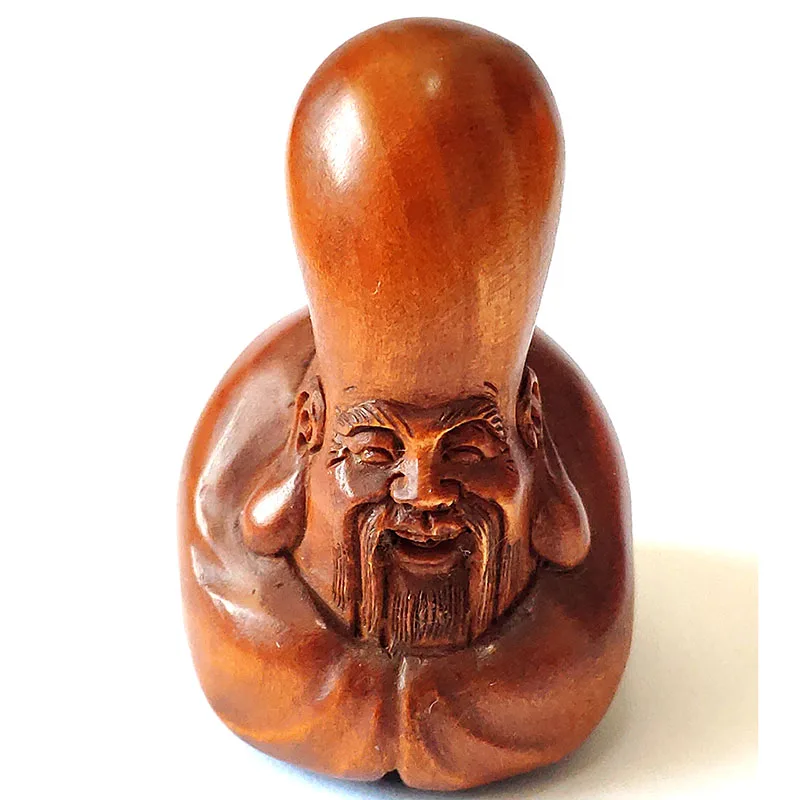 

Y8124 - 2 " Hand Carved Boxwood Netsuke Carving Figurine - God of Longevity