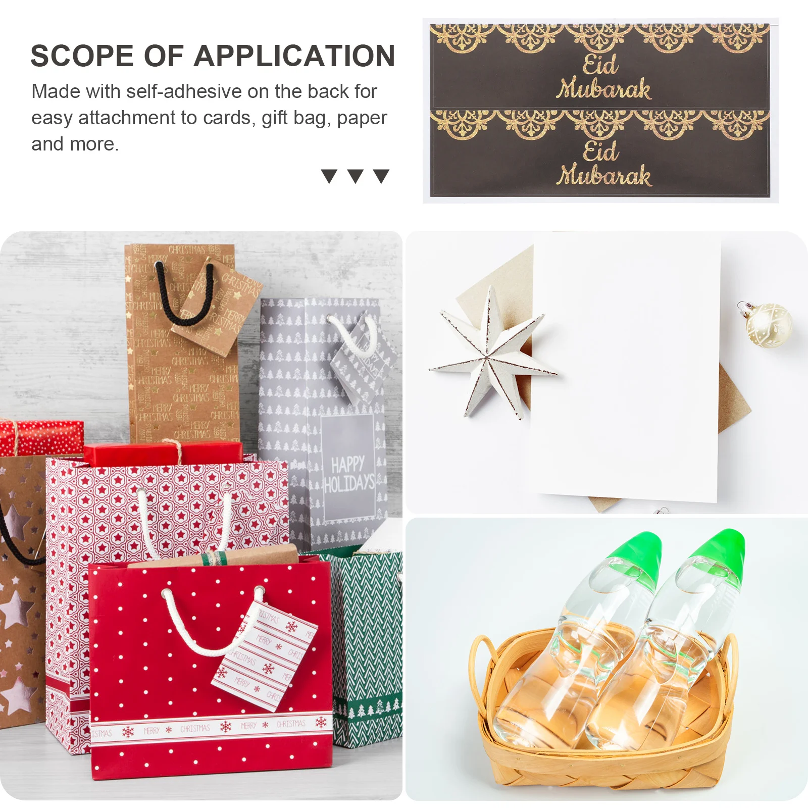 

15 Sheets Eid Ramadan Mineral Water Bottle Stickers Self-Adhesive Gift Decorative Sealing Label Eid Festival Stickers