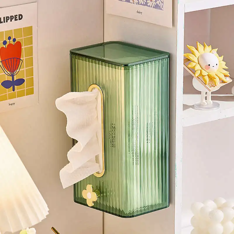 Tissue Box Napkin Holder Case Paper Box Container  Transparent Striped Hotel Storage Box Home Table Wall Hanging Paper Towel Box