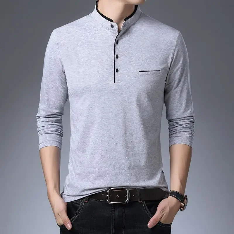 Polo T Shirt for Men 100℅ Cotton Man Sweatshirt Korean Autumn Long Sleeve Luxury 2024 New Size S Fashion Trends Tops Pullovers