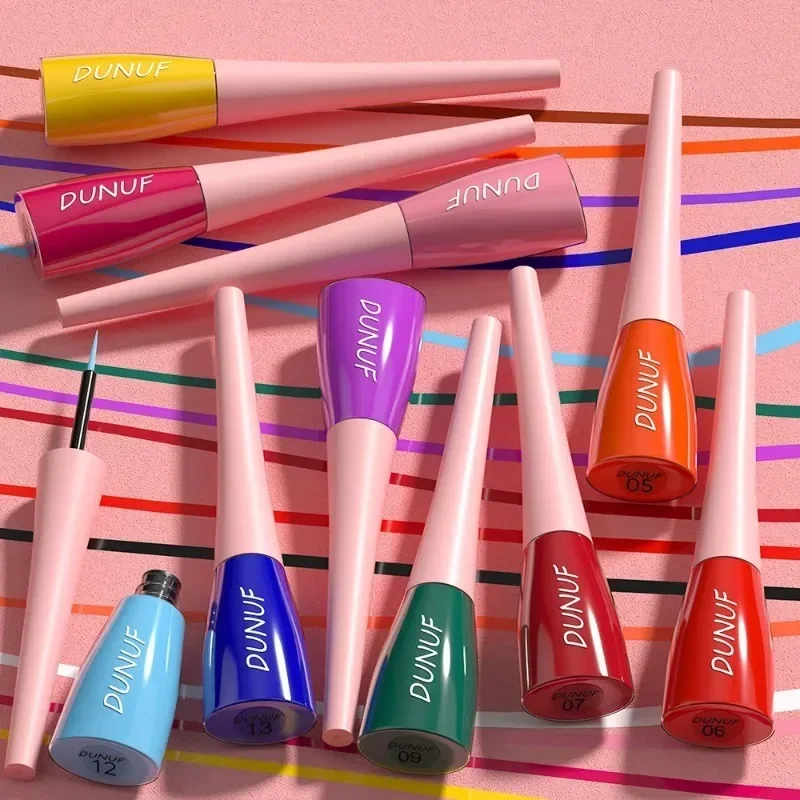 Pena Eye Liner ungu biru, kosmetik rias mata cair tahan lama cepat kering 18 warna putih merah warna-warni