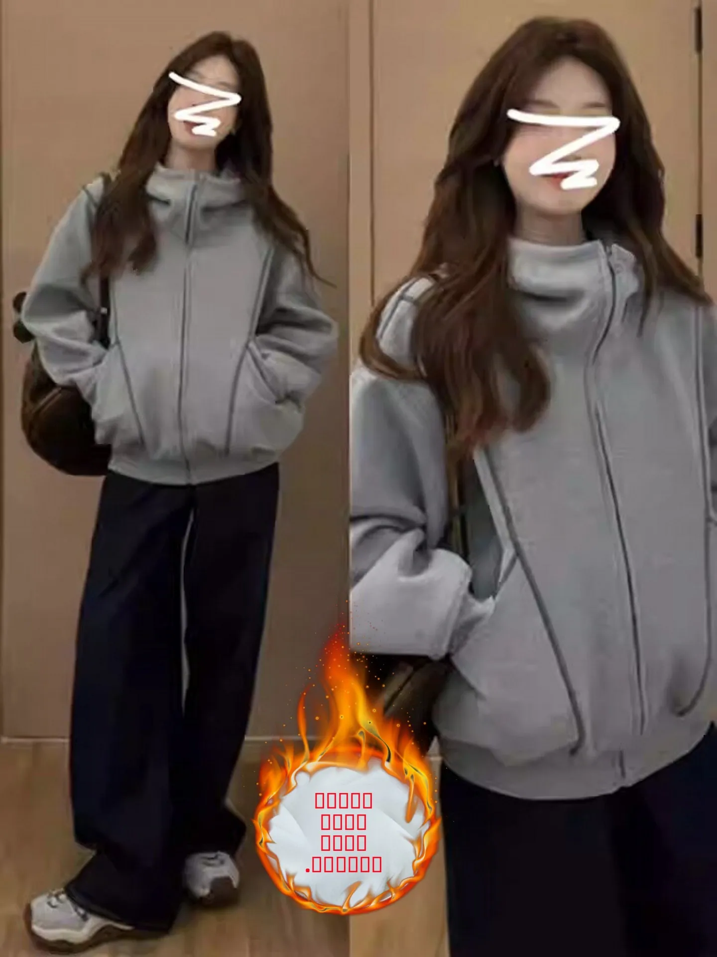 Dames Fce gevoerde hoodie Jaet Baseball Sle Thi Casual top losse luie mode herfst winter nieuwe collectie ritssluiting