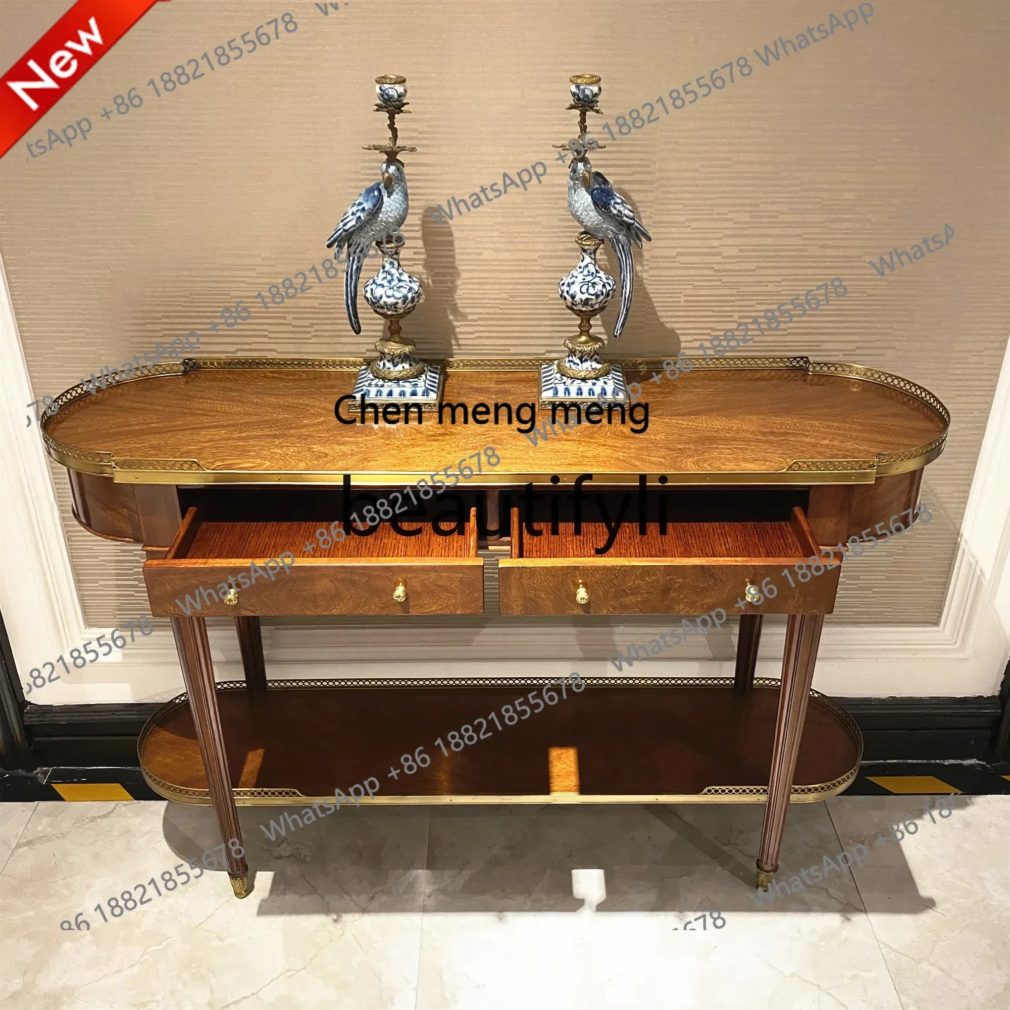 

D178 A few English-style villa mahogany porch cabinets on the back of the large sofa, European-style storage decorative cabinet