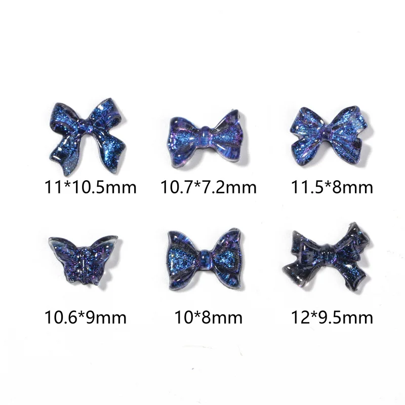 30/50 Stuks Donkerblauwe Glitter 3d Nail Art Strik Bedels Butterfly Sterrenhemel Accessoires Manicure Decoratie Ontwerp Benodigdheden Tool