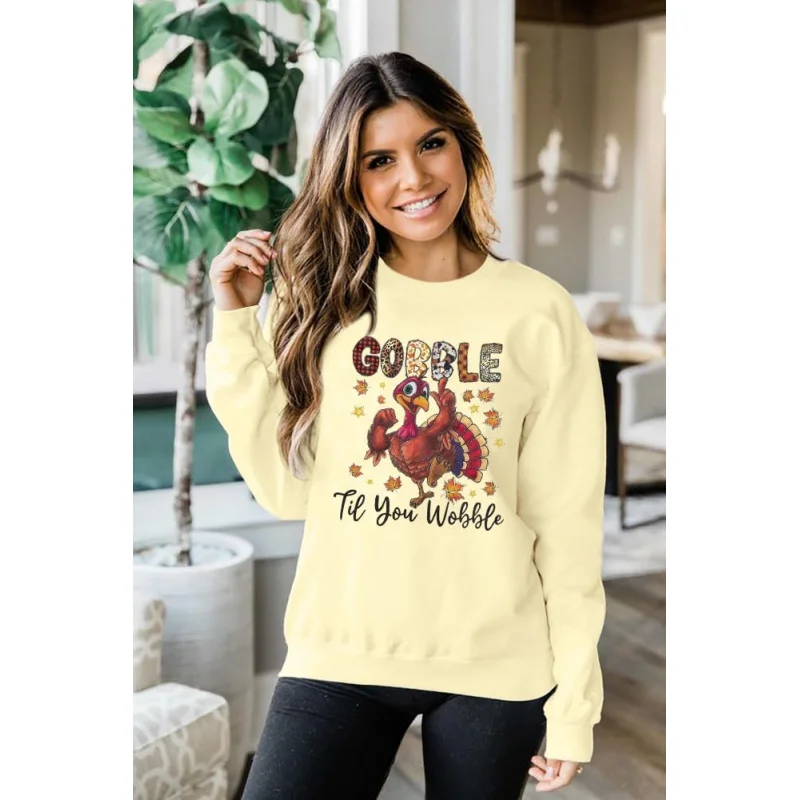 Swing Shirt Women's Thanksgiving Sports Casual Shirt Fashionable Loose Fun Turkey Day Long Sleeve Hoodie Top