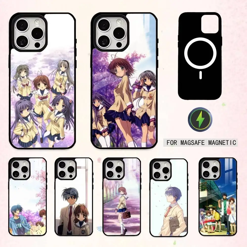 Funda para Teléfono E-Emotional C-Clannad para iPhone 17, 16, 15, 14, 13, 12, 11 Plus, Pro Max, Magnética para Carga Inalámbrica Magsafe