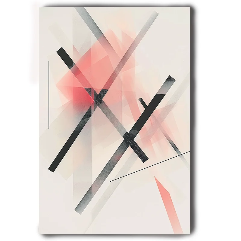 

Light Pink Color Scheme Minimal Design Line Sense Cat and Flower Poster Modern Art Home Wall Decor Decorative Painting