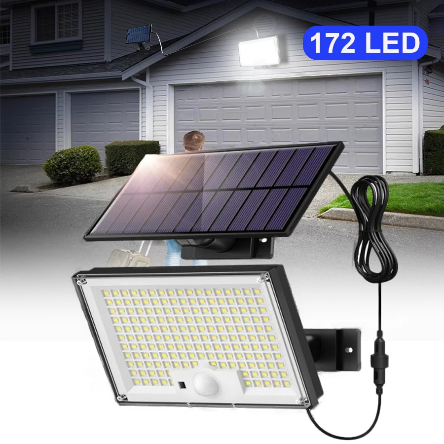 

172 светодиодный солнечный светодиодный светильник, уличная солнечная лампа, датчик движения, садовое освещение, 3 режима, солнечный свет, уличный солнечный прожектор для улицы