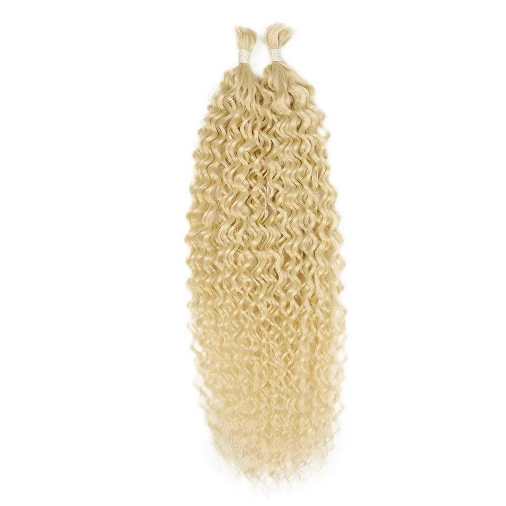 2 Stück 30 Zoll Kinky Curly Synthetische Boho-Zöpfe Bulk-Haar Organische Faser Ohne Tressen zum Flechten – Detail 10