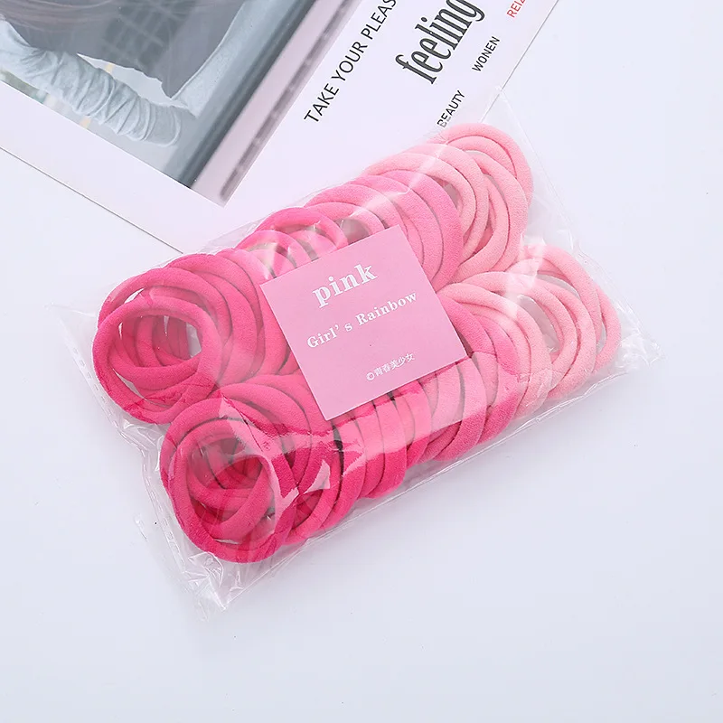 50Pcs Children and Adults Gradient Seamless Elastic Rubber Band Ponytail Fixationnon Slip Female Hair Rope Without Damaging Hair