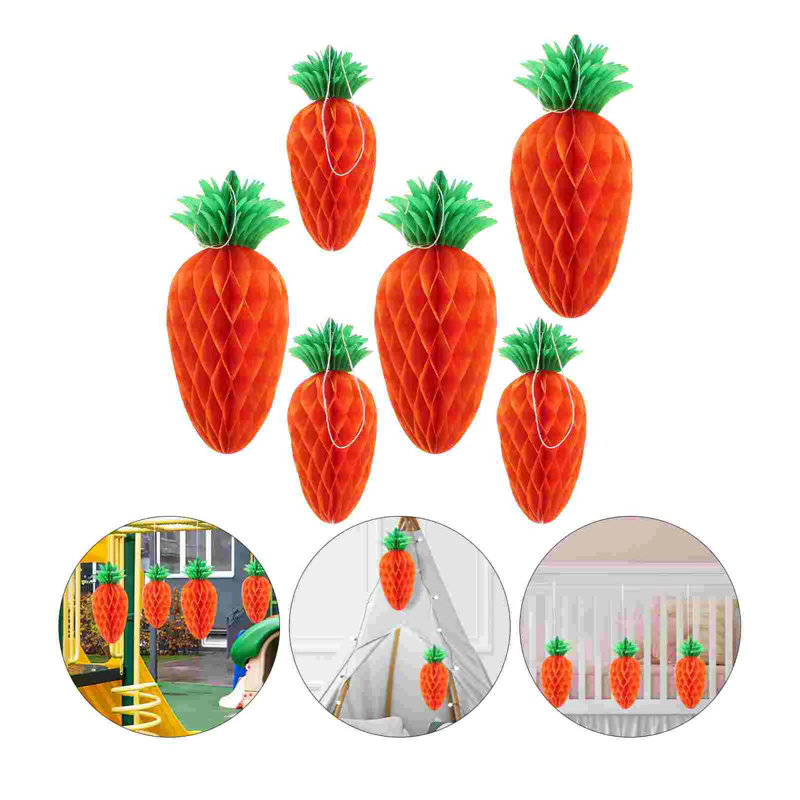 

6 Pcs Honeycomb Ball Hanging Ornament Easter Ornaments Fruits Party Decorations Favors Prom Birthday Supplies Supply Paper