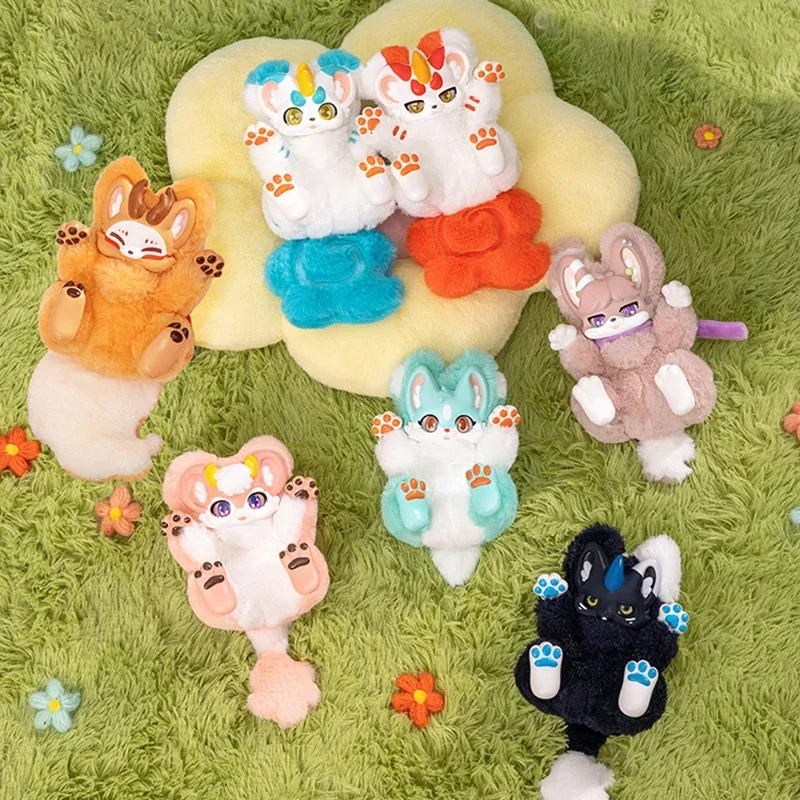 Juguete de animales fabulosos genuinos, caja ciega de la serie Flip Belly, muñecos de peluche, figura de acción ACGN, caja misteriosa, regalo sorpresa para niñas y niños