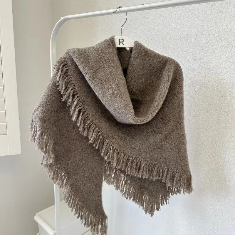 Pashmina Wool Wrap Fringe Versatile Soft Cozy Warm Elegant Lightweight Open Front Cardigan Cape for Women Daily Office Party