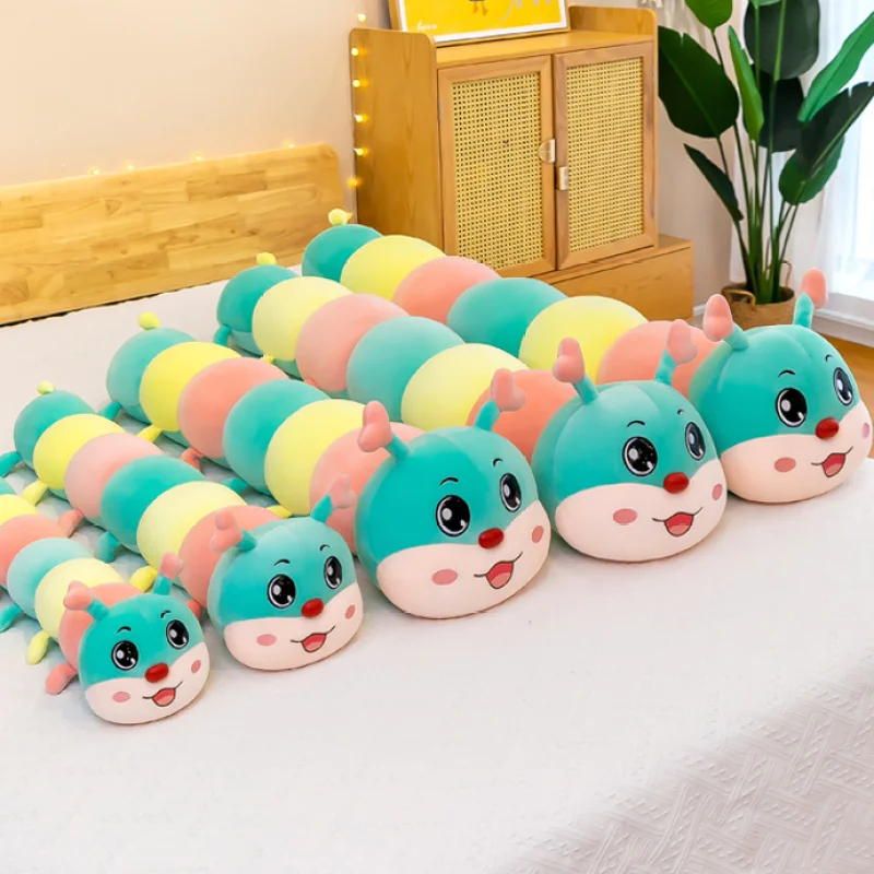 

70/130CM Cute Caterpillar Plush Toy Soft Fill Cartoon Kawaii Pillow Caterpillar Doll Pillow Throw Pillow Creative Birthday Gift