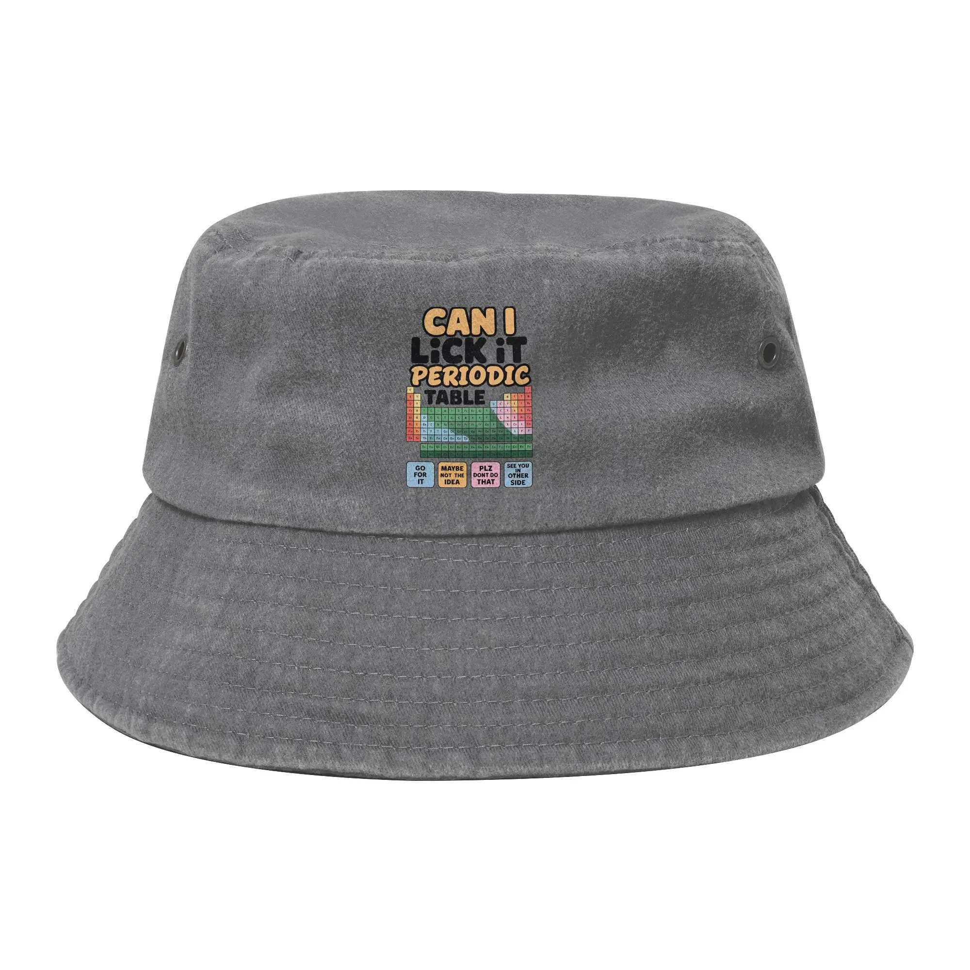 Spring Can I Lick It Periodic Table Bucket Hat Unisex Distressed Washed Sun Hat Science Chemistry  Fisherman Hats Outdoor Sports