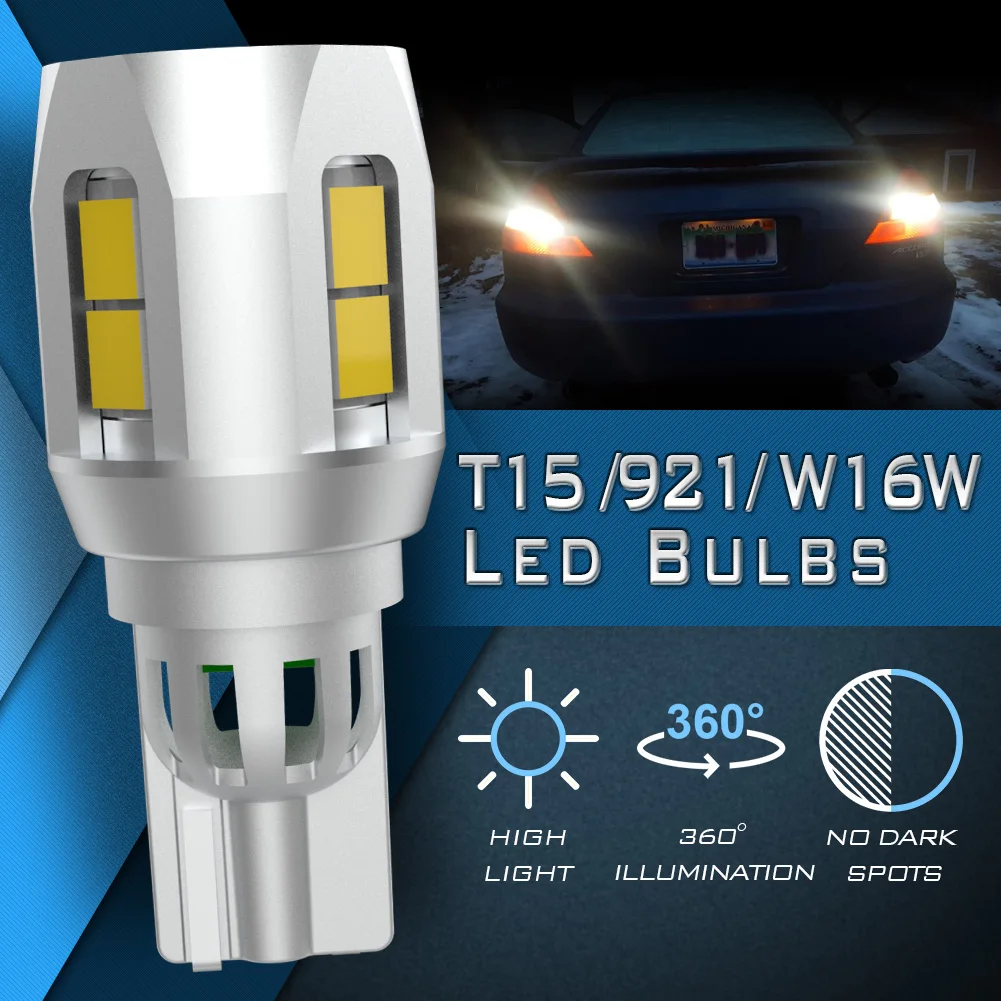 2x For VW BMW Audi Ford 2000LM W16W LED T15 T16 Canbus No OBC Error LED Car Reverse Backup Light Bulbs Xenon White LED 2835 SMD