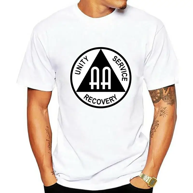 AA Alcoholics Anonymous Symbol T-Shirt Tee Shirt Free Sticker Cotton Tee Shirt Classic Custom Design