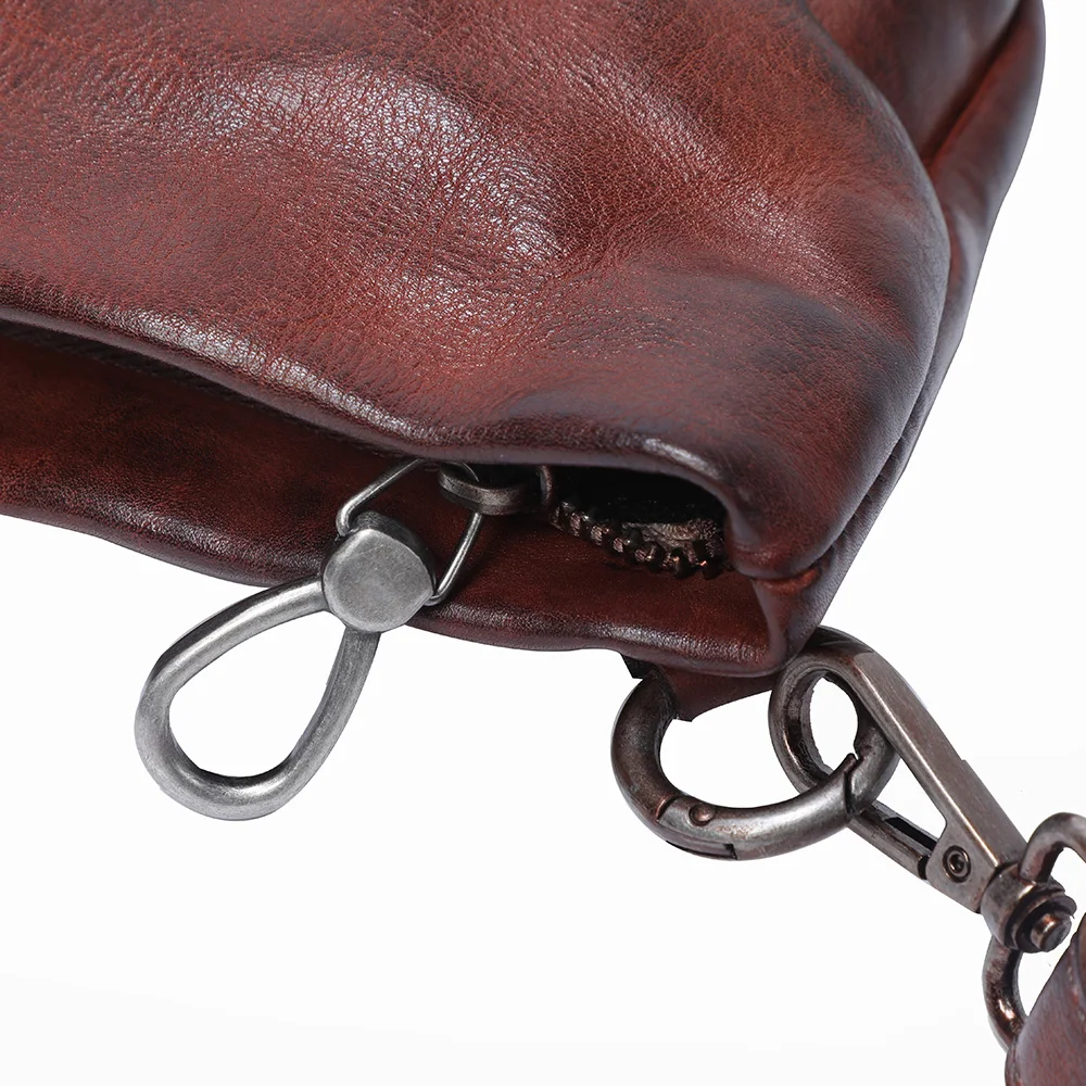 Echte Leder-Umhängetasche für Herren, Clutch-Tasche, modische Brusttasche aus Rindsleder, pflanzlich gegerbtes Leder, handgefärbt – Detail 13
