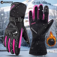 Guantes de invierno para motocicleta para mujer, 100% rosa/morado, cálidos guantes para montar en Moto, guantes de Motocross para mujer, equipo de Moto