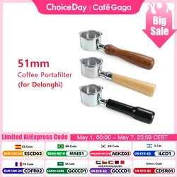 51mm Coffee Bottomless Portafilter Wood Handle For Delonghi Dedica ec680 ec685 Replacement Filter Basket Barista Accessories