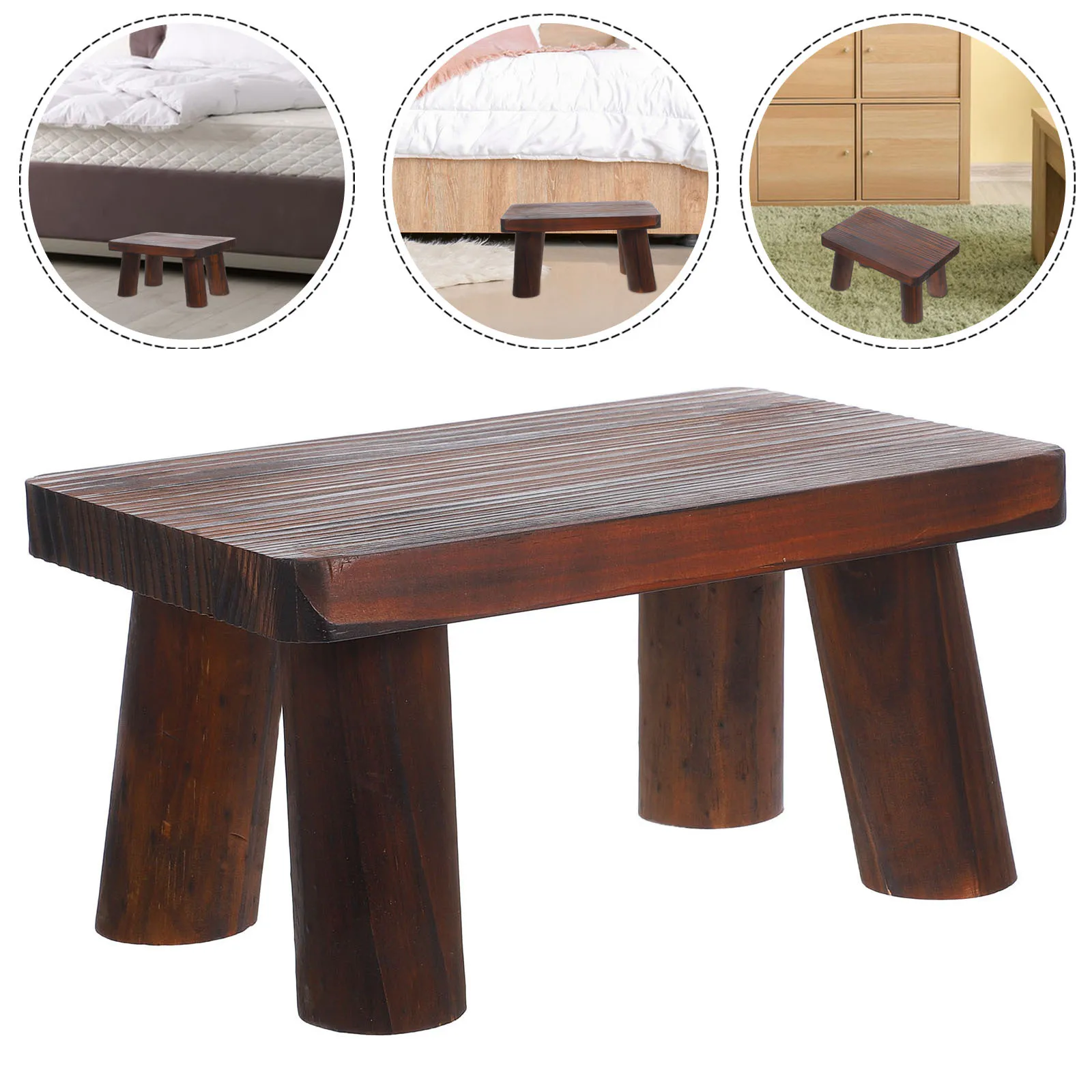 

1pc Wooden Step For Adults Heavy Duty Folding Portable Small Pine Bedroom Bathroom Kitchen Garden Bedside Footrest For Seniors