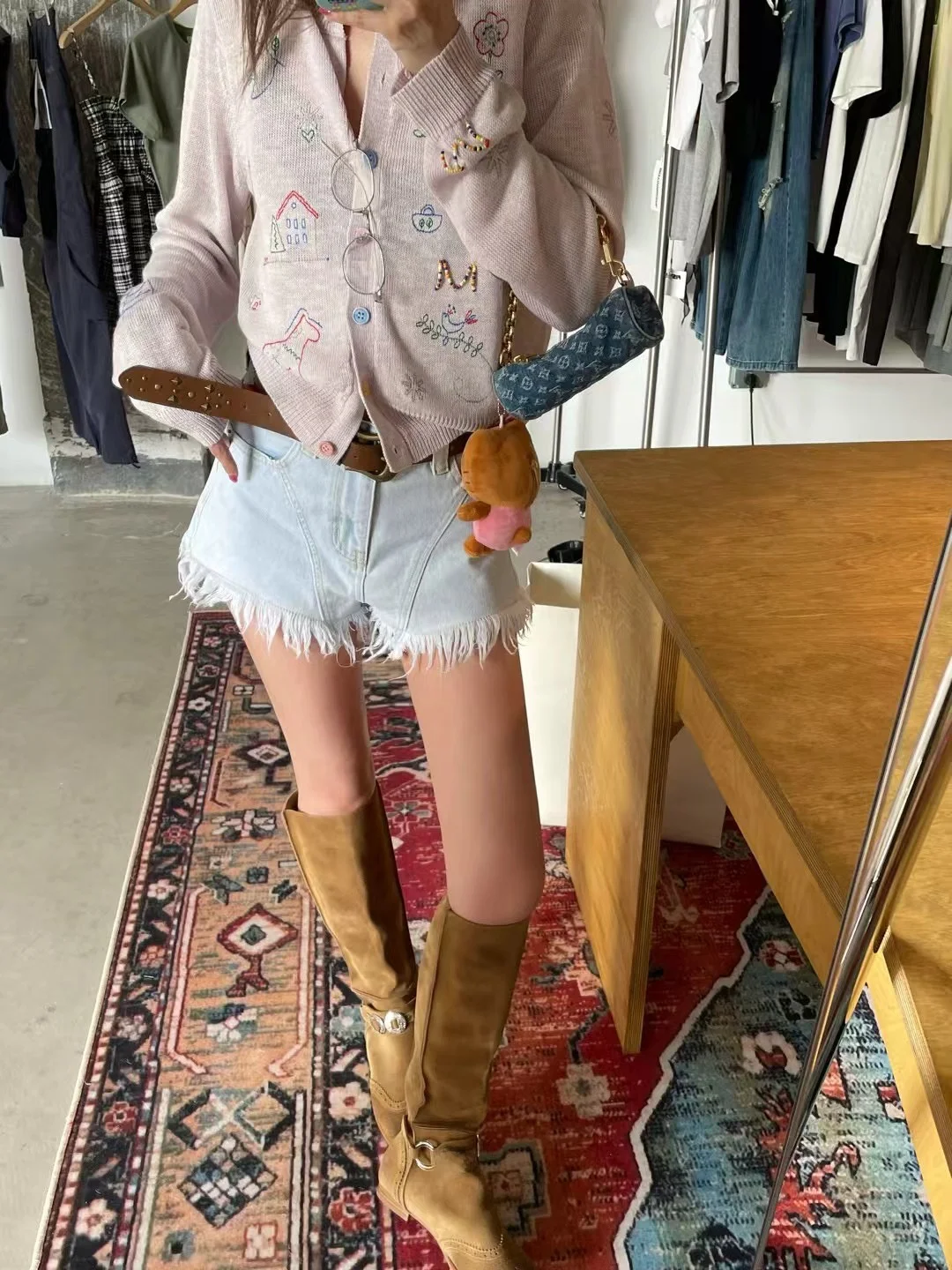 

Джинсы CHICYAN в американском ретро-стиле, с высокой талией, облегающие, с рваным краем, для женщин, летние, повседневные, широкие штанины