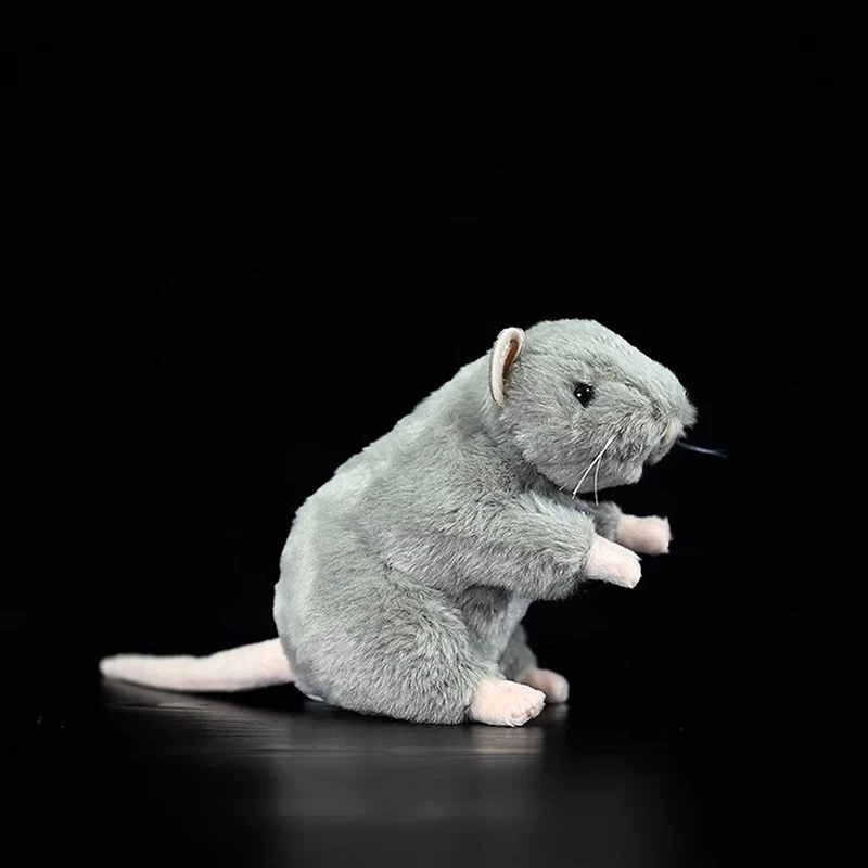 12cm High Soft Cute Grey Rat Plush Toys Realistic Standing Mouse Stuffed Farm Animals Toy Pet Mice Gifts Educational Toys