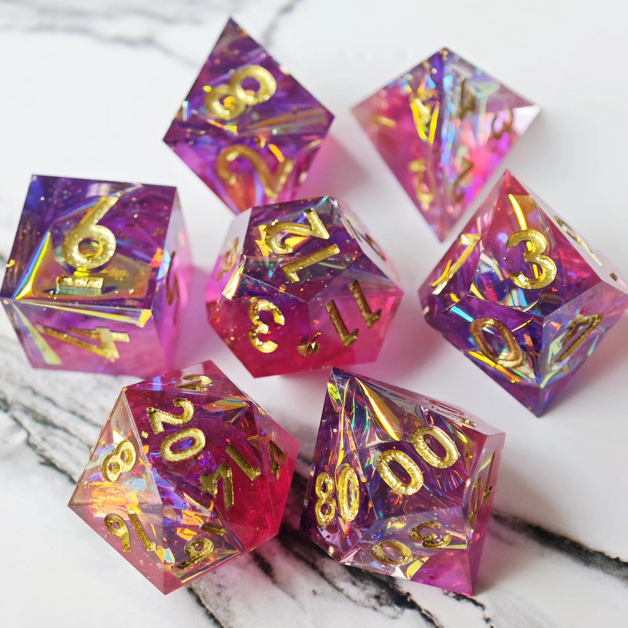 MINI PLANET Color Resin Dice Polyhedral DND Dice Set For TRPG Board Game Custom Sharp Handmade Dice Set 6pcs D6 7pcs Dice Gift