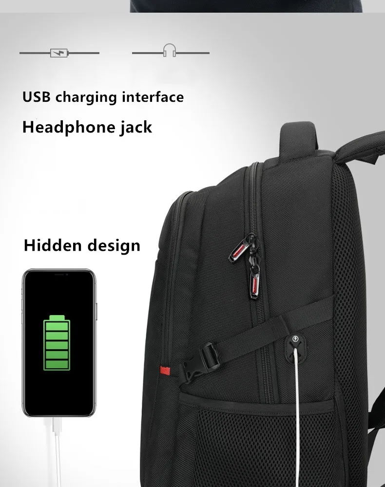 multifunction large capacity male bag fashion travel usb charging waterproof anti-theft 15.6 inch 17 inch laptop backpack men