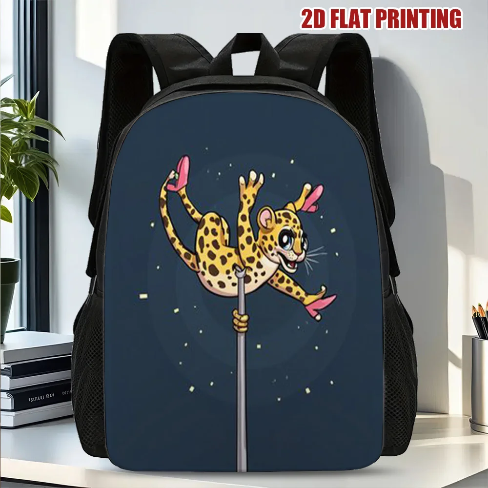 

1 piece stylish leopard print backpack - durable lightweight polyester with adjustable detachable shoulder straps, 2D flat