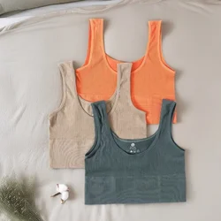 Seamless Bras Tops For Women Tank Crop Top Sports Nonwire Ribbed Underwear O-neck Cami Tee Sexy Lingerie Girls Fitness Camisole