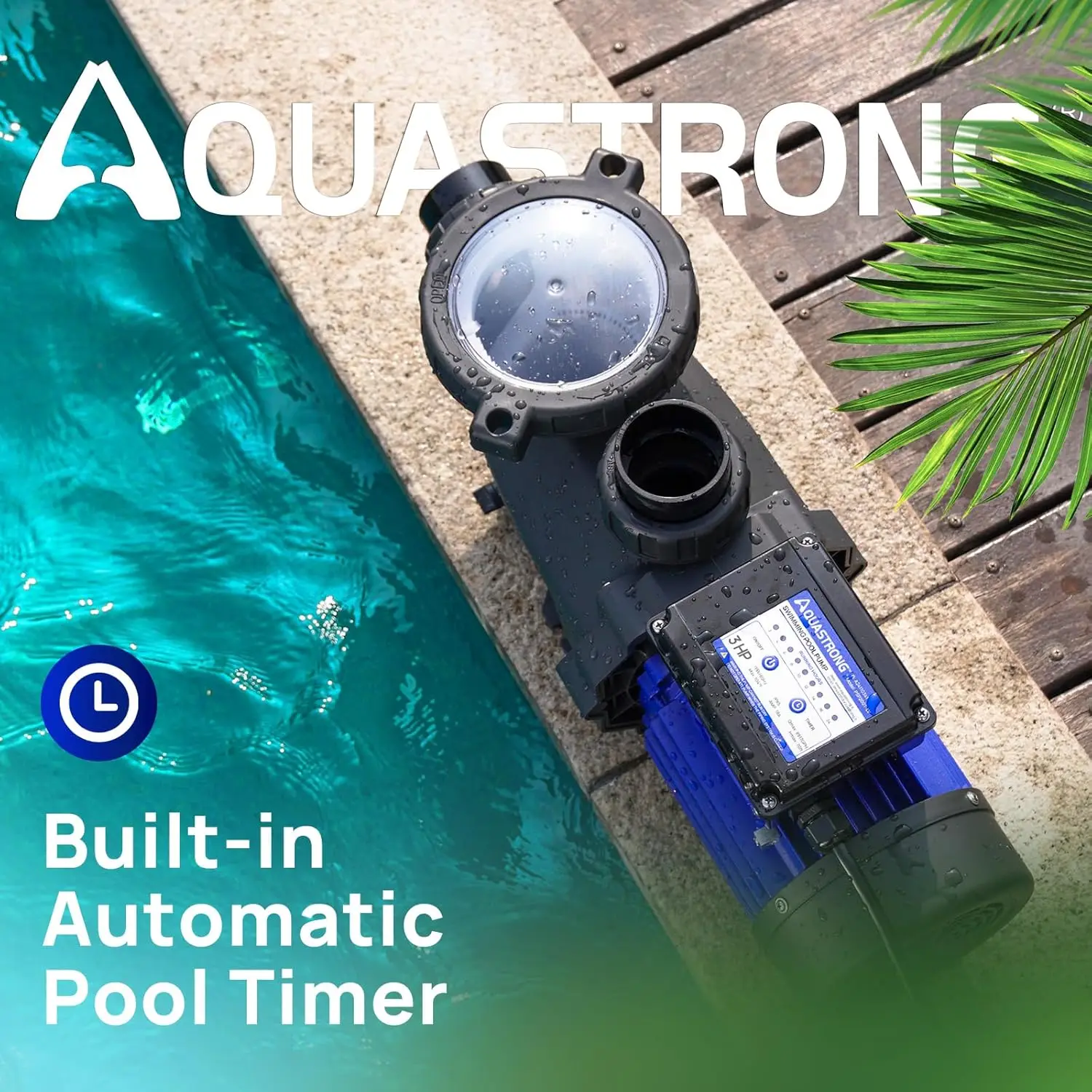 AQUASTRONG In/Above Ground Pool Pump, High Flow (with Timer, 3HP, 9350 GPH, 115V)