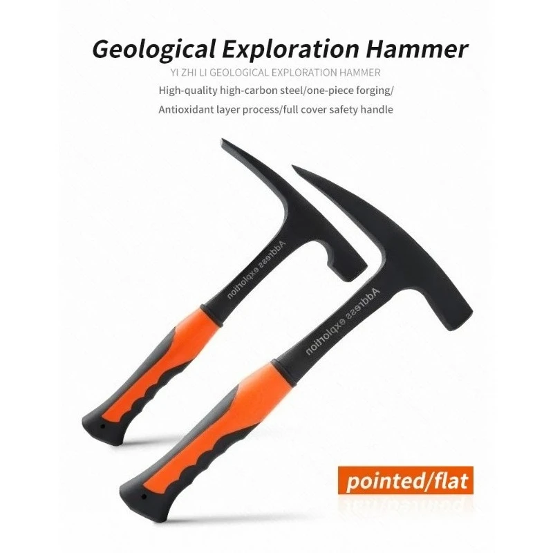 Multifunctional Hand Tools Rock Pick Geological Hammer Mine Exploration and Survey Pointed High Carbon Steel Pointed Tip view 5