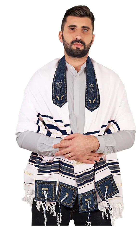 Xale de oração Tallit 85x185cm com bolsa Israel Judeu Tallits Tzitzit Borla Israelí Talit