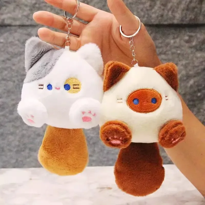 スクイークキャットシリーズぬいぐるみキーホルダーかわいいバックパックペンダント尻尾を押すと音がするカワイイサプライズ女の子向けコレクターズギフト