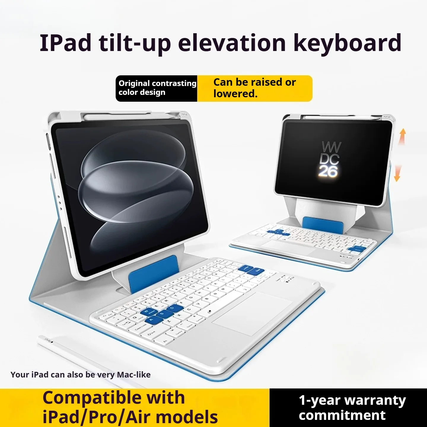 RBP Keyboard Case iPad (A16) 11/10th Gen Touch Trackpad, iPad Air 45678th Gen Pro 11 5/6th Gen Height Increasing Lifting Bracket