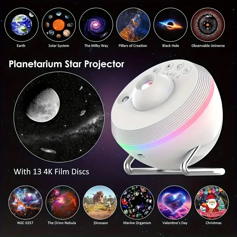 

Ночник для проектора Galaxy Meteor 360° ° Роторный проектор планетарий 4K HD звездный проектор для детей и взрослых украшение комнаты