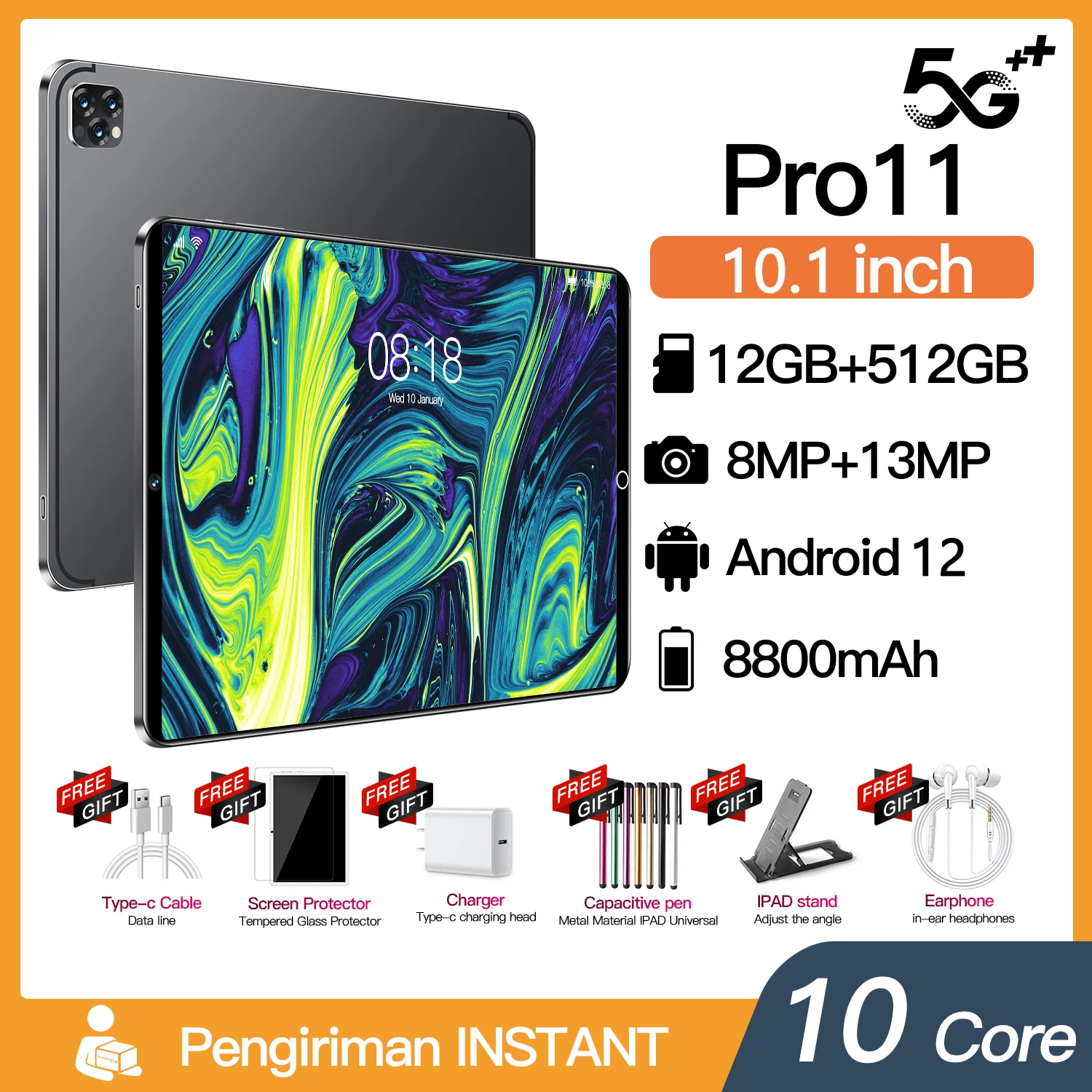 2024 Global  Pad 11Pro 16GB 1TB Android12 Tablet 5G Dual SIM Card Mini Tablet HD Screen GPS Mi Pad Global Version Tablettle PC