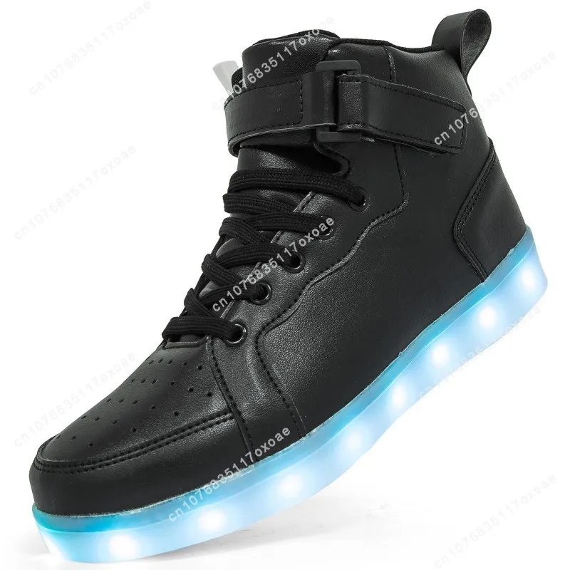 Trump Shoes 2024 MAGA High Top Board Childrens Mens Womens Luminous LED Light Shoes Mirror Leather Panel Sneakers Large 25-46