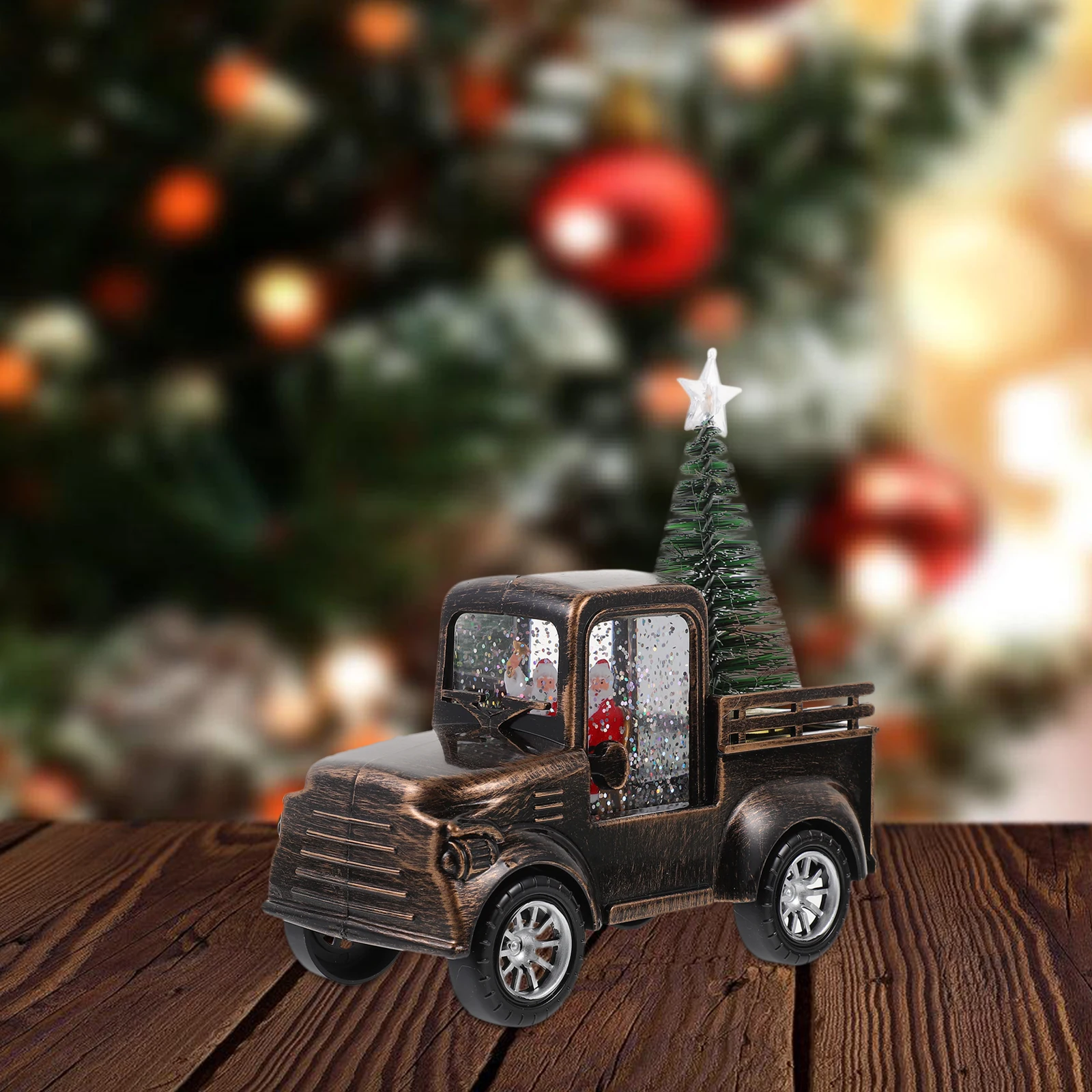 

Christmas Crafts Claus Tractor nament Mini Scene Desktop Statue Glow Mini Christmas Tree Tree Gift Home Decor Item