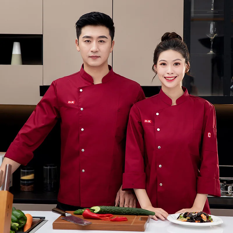 Tuta da cuoco di fascia alta Manica lunga Autunno e inverno Uniforme da cuoco dell'hotel Catering Abbigliamento da lavoro Abbigliamento da cucina per mensa da donna Resta