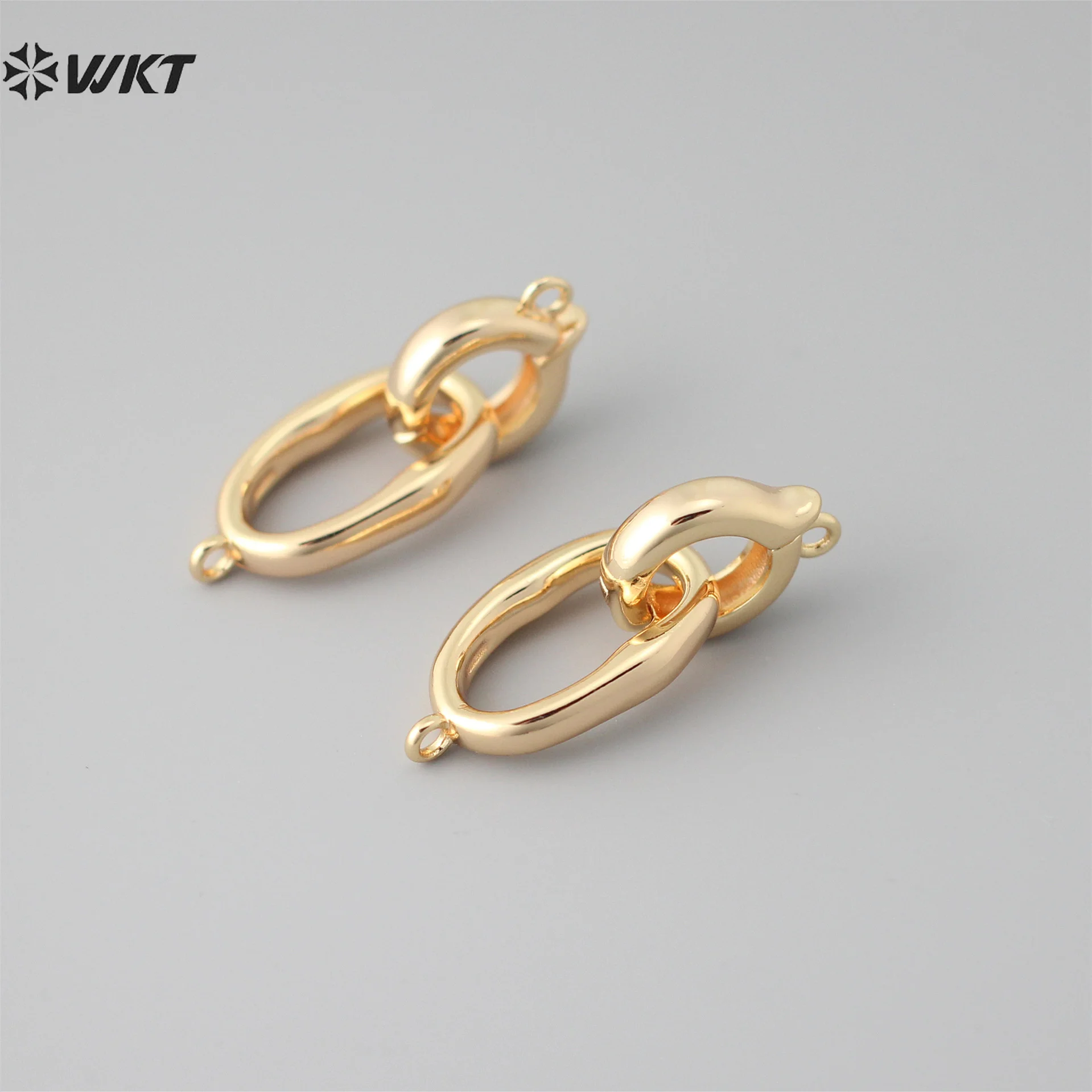 WT-JFE129 Wholesale Double Rings Connector Clasp With Metal Gold And Silver Electroplated For Women Necklace Jewelry DIY