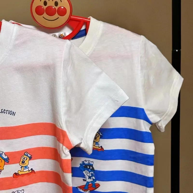 Summer Cartoon Anpanman Print Kid Short Sleeve T Shirts Children Baby Boy Girl Top Cotton Clothes Toddler Tee Shirt Size  90-140