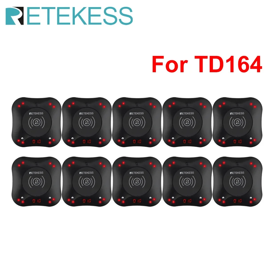RETEKESS 10 Pcs Vibrator Coaster Pager Receivers For TD164 Restaurant Pager Wireless Calling System For Cafe Bar Fast Food Club
