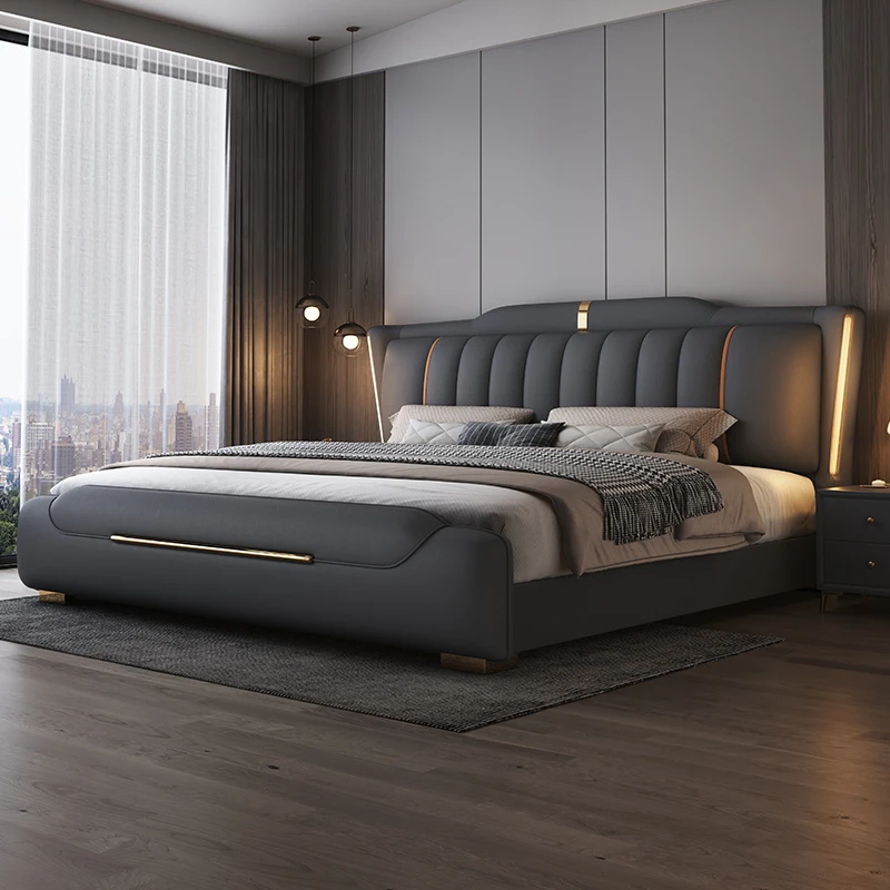 Contact surface dermis Double Bed Frame Luxury Nordic Wooden Frame Double Bed Unique Modern Cama De Casal Bedroom Furniture